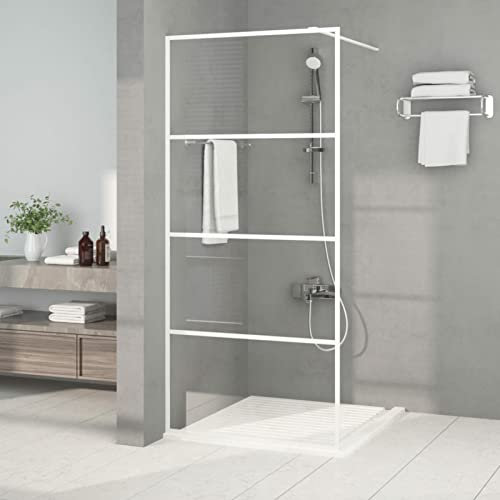 Chusui Duschwand für Begehbare Dusche, Duschrückwand, Duschabtrennung, Glaswand Dusche, Duschtrennwand, Duschglaswand, Weiß 90x195 cm ESG-Klarglas