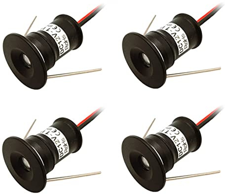 WZYJLyds LED-Einbaustrahler Mini Einbauleuchte für die Küche Schwarze Schale 12V 1W Kleine Deckenlampe für Treppen, Schränke, Flure, Vitrinen(Warmweiß,120°)