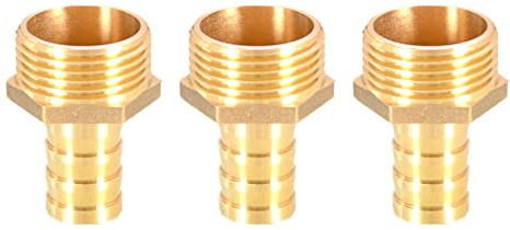 3 conectores de cola de manguera de latón macizo con púas a rosca macho BSP de 19 mm a 1 pulgada para aire, agua, combustible, aceite, gas
