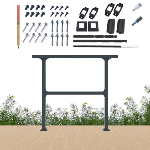 CR Fence & Rail Horizontal Metal Deck Railing, 4ft Wide Residential Handrail for Flat Surfaces, Simple Flat Railing, Black Straight Railing for Decks & Patio Railing, Horizontal Handrail 36inch Tall