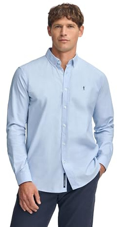 Polo Club Camisa Oxford Azul Celeste de Hombre con Logo Bordado 100% algodón