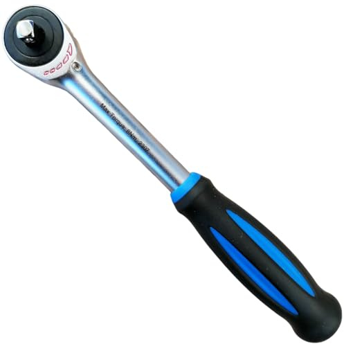 SIO Llave de Carraca 1/4 60 Dientes con Mango Giratorio – Carraca Profesional Precisión Alta para Mecánica – Cabezal Fino Reversible – Herramienta Taller Automoción - Chicharra con Trinquete Pro