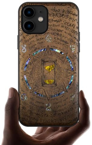 Carveit Coque Compatible avec iPhone 11 Étui en Bois Cover [Gravure en Bois et Incrustation de Coquille] Case pour 11 Coque Premium (Noyer-Sablier rétro)