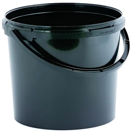 5 x 5L Plastic Bucket Pail + Handle & Lid - Heavy Duty ¦ Food Grade BPA Free ¦ Multi-use Fermentation Feed Dry Food Liquid Chemicals Hydroponics Storage Container BLACK