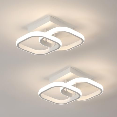 Comely 2 Plafoniere LED quadrate da Soffitto, bianche, 24W, 2700LM, con design Moderno. Luce naturale 4500K, adatta ad ogni ambiente come: soggiorno, cucina, bagno, camera da Letto o corridoio, 24cm