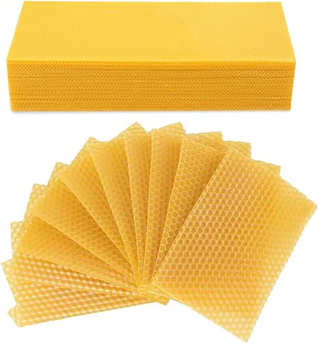 Wvu & Wvo 30 Stück Bienenwachskerzen Set zum Herstellen eigener Bienenwachskerzen mit Bienenwachsblättern für Geburtstag Weihnachten (13,3 x 9 cm)