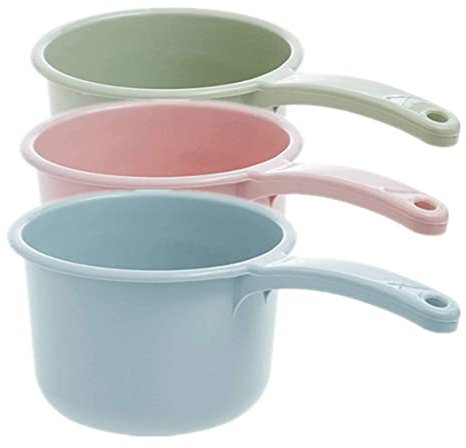 La louche à eau en plastique épaississer la cuillère de bain glumée d'eau pour baignade jardinage de cuisine, 3 pcs/ensemble, rose/bleu/vert, la louche de bain