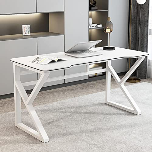 LAMEDOAT Gaming-Schreibtisch, K-förmiger Computertisch mit Karbonfaser-Oberfläche, Heimbüro, ergonomischer PC-Schreibtisch, Gamer-Workstation (47 Zoll, weiß)