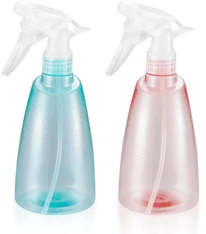 June tech 2 Stück Wassersprühflasche 500 ml Kunststoff leere Sprühflaschen mit feinem Nebel und Injektionsmodi für Hausreinigung, Friseure, Gartenarbeit, Pflanzen, nachfüllbare Sprühflasche (Rosa +