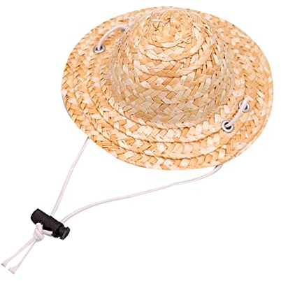 JOERBABU Sombrero de perro pequeño sombrero de paja para mascotas, bonito sombrero de bambú y libélula para cachorros, sombrero de sol para perros pequeños