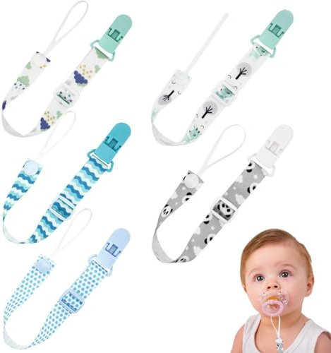 5 Stück Baby Schnullerkette, Schnullerband, Nuckelband, Baby Schnullerkette