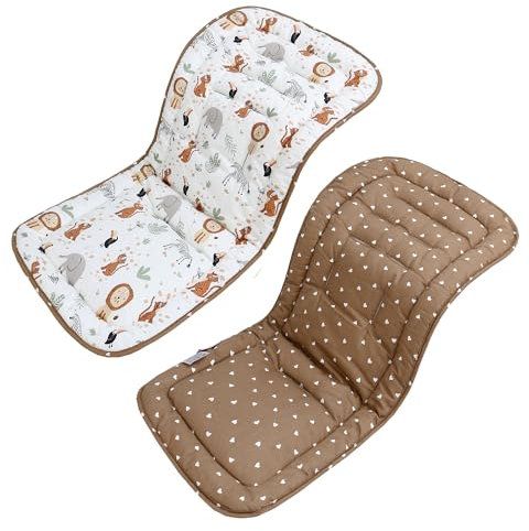 LAT Universal Sitzauflage Kinderwagen, Baumwolle Doppelseitig Verwendbares Sitzeinlage für Kinderwagen, 78x34cm Universal Kinderwagen Einlage für Babyschale Buggy (Dschungeltiere)