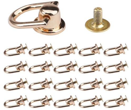 20 Pezzi Rivetti ad Anello D, 12 mm D Ring Stud Testa a Vite, Rivetti Anelli a D Rotanti, Rivetto Dorato con Anello, Rivetti in Pelle con Anello a D, per Fai da Te in Pelle, Custodia, del Telefono