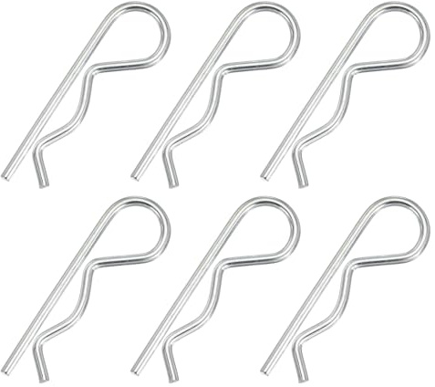 PATIKIL M4 x 85 mm Cotter Pin Assortment Kit, 6 Pcs Heavy Duty R Clips Hardware Pin Carbon Steel Spring Fasteners Hitch Pin for Trailer Locking Lawn Mowers Truck, Silver Tone
