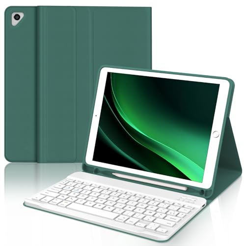 WAVATA Clavier pour iPad 9.7 6ème/5ème Génération 2018/2017, Étui Clavier pour iPad Pro 9.7, Air 2/1 Magnétique Amovible Français AZERTY Layout, Dunkelgrün