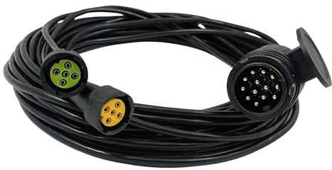 Generisch Cable de remolque de 13 pines, 7,5 m, con conector de bayoneta, juego de cables de extensión, cable precableado, para remolques, camiones, coches, color negro