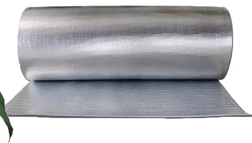 DWZL Rouleau d'Isolation Réflective Autoadhésive 5mm Double Face - Double Couche à Bulles pour Voiture, Toit, Camping-Car, Abri, Mur, Combles, Bouclier Thermique(Size:5㎡= 1x5m)