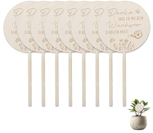 Lot de 8 piquets en bois pour fleurs - Merci de m'avoir aidé à grandir - Piquet en bois - Pour crèche, maternelle, cadeau d'adieu, éducatrice, maternelle