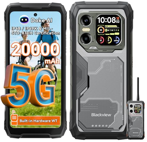 Blackview XPLORE 1 WT Movil Irrompible 5G, 20000mAh Movil Indestructible, 48GB+512GB, 6,78 FHD+ & 2,01 120Hz Android 15 IP69K, 64MP+50MP+20MP, NFC/OTG/GPS/AI