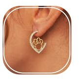 Orecchini a cerchio con contorno Minnie Mouse a forma di cuore per donne con strass, licenza ufficiale, placcati in oro 18 carati, orecchini di San Valentino