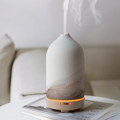 Roma Diffuser für Ätherische Öle 120 ml，Handbemaltes Keramik Raumduft Duftöl Diffuser- Elektrische Duftlampe, Luftbefeuchter, Bettlampen - Auto-Ausschaltung ohne Wasser Sicherheitsschutz