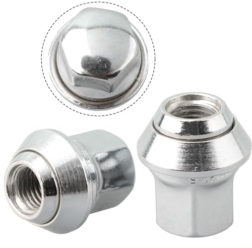 Silberne Radmuttern für Volvo C30 und Ford für Modelle | Chrom-Radbefestigungen kompatibel für C30, C70 II, S40 II, V40, V50, Focus, für Mondeo, Transit Connect, Fiesta, C-MAX, Kuga | 5 Stück