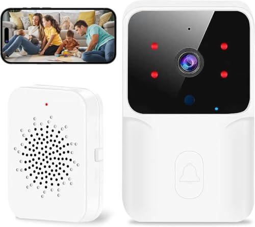 Générique Sonnette Vidéo Intelligente Maison, Sonnette sans Fil Extérieure Étanche,Sonnette Vidéo sans Fil avec Caméra,1080P Surveillance WiFi de Vision Nocturne HD,Audio Bidirectionnel