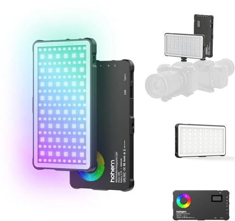 Hohem HPL-R01 Iluminación Fotográfica Portátil para Estabilizador iSteady M7 y Smartphone – 95+ CRI, 2500K-9000K Temperatura de Color, RGB 360° con 24 Efectos, Modo Flash para Transmisión en Vivo