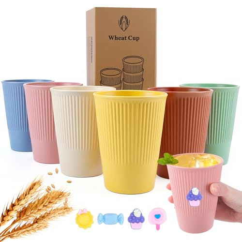 Aixxikum 6 st återanvändbar plastmugg, 350 ml okrossbar PP-plastmugg för kaffe, te, mjölk och juice, BPA-fri, mikrovågsugn- och diskmaskinssäker