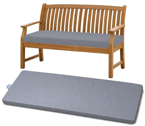 David & Amaya Comfy 2 Seater Garden Seat Pad Outdoor Patio Bench Cushion Waterproof Fabric Swing Zip Cover 108x45x5cm (Charcoal)
