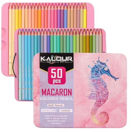 Färgpennor Bulk - 50 Count Macaron Färgpennor, Konstnär Kvalitet-Märgbok Färgpenna Bulk Klassrumsmaterial för vuxna och barn, Ritning Konst Skissning Pastell Kit Kärna