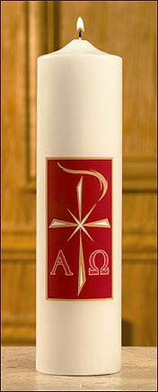 Concordia Supply Alpha Omega Christ Candle - 12 x 3 Beeswax Candles for Catholic Church Supplies - Perfect for Devotional Religious Activities, All-Season Jesus Decorations, & Sanctuary Gifts