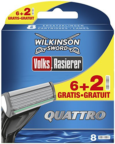 Wilkinson Sword Quattro Herren Rasierklingen Volksrasierer, 6 + 2 St