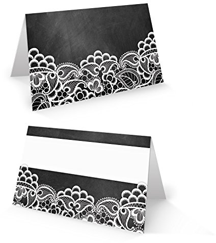 Logbuch-Verlag 25 segnaposto nero bianco matrimonio compleanno riservato biglietti pieghevoli