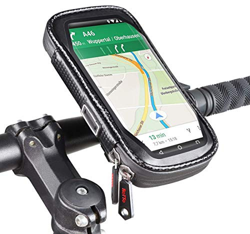 ROTTO Soporte Movil Bici Bolsa Manillar Bicicleta Impermeable con 360° Rotation (Negro, L)