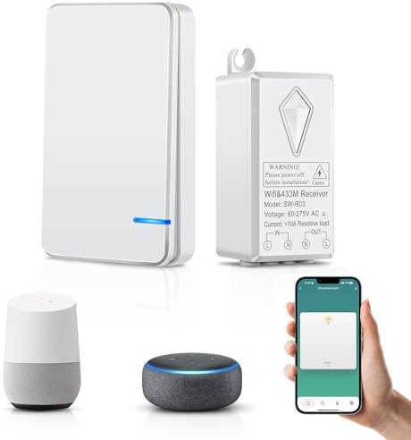 WiFi Smart Switch, NineLeaf 10A 1000W Smart Mini Wireless Switch, Smart Life,Tuya APP Remote Control with Timer Function, Alexa Echo, Google Home Voice Controlled, Multi-Group Control, Free DIY