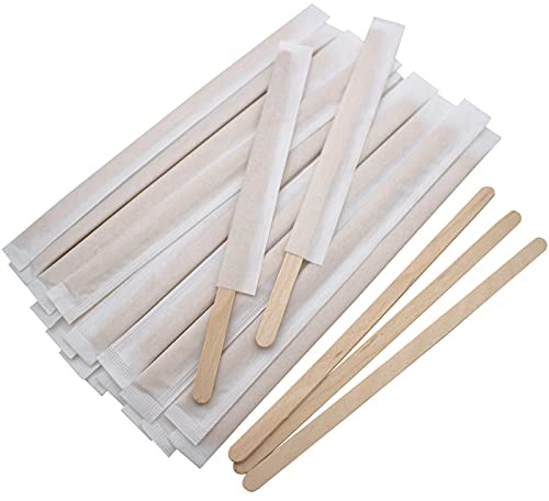BLUE TOP Individually Paper Wrapped Wooden Coffee Stirrers 5.5 Inch Pack 1000, Disposable Wood Sticks for Coffee/Tea Hot Beverage, Hot Chocolate, Wood Blenders for Butter Sugar,Craft Stick.