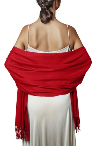 Schal Rot Stola Damen Festlich für Abendkleid Pashmina Schals Tücher Winter
