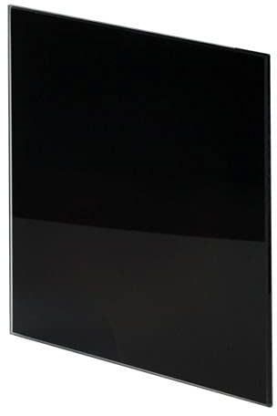 Bathroom Extractor Fan with Glass Front Panel - Pull Cord Timer Humidity Sensor (100mm / 4 Turbo KWT with Timer, Square Gloss Black - PTGBP)