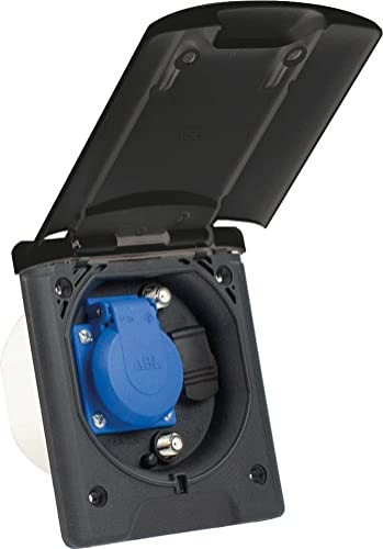 as - Schwabe Multifunktions-Einbausteckdose, 1x 230 V / 16 A Schutzkontaktsteckdose + 2 x SAT-Steckdosen + 1x 12 V DC, mit Magnetverschluss, IP44, Made in Germany, Schwarz I 62474