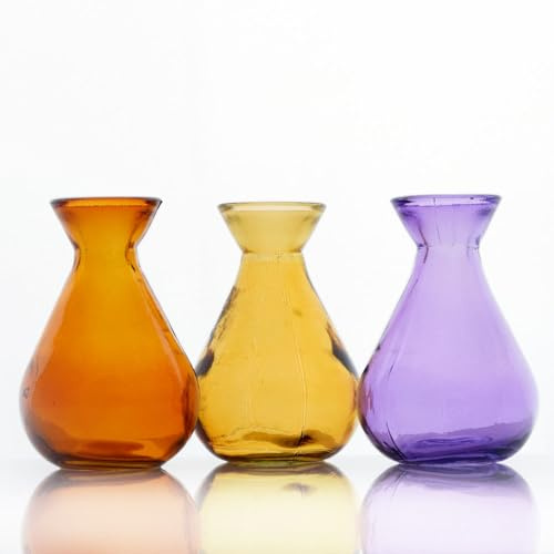 Grehom Recycled Glass Bud Vase (Set of 3) - Classic; 10 cm Vase (Pansy)