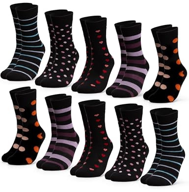 Occulto calze multicolori in Cotone Donna pacco da 10 (modello: Rita) color mix 35-38