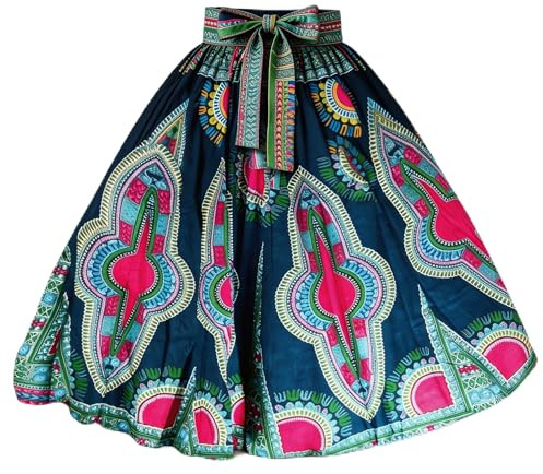 Jupe longue traditionnelle à bretelles réglables, jupe longue avec poches profondes, motif floral multicolore, orange., taille unique