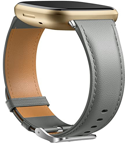 Dirrelo Echtes Leder Armband Kompatibel mit Fitbit Versa 3 Armband/Versa 4 Armband/Sense Armband/Sense 2 Armband für Damen Herren, Lederband Ersatzband für Fitbit Versa 3 Armband/Fitbit Sense Armband