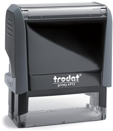 Trodat - Printy 4913 – Anpassa anpassad stämpel med önskad text, designa online Boettens färg grå – Adresstämpel – läkarstämpel – med önskad text – 58 x 22 mm – 6 rader