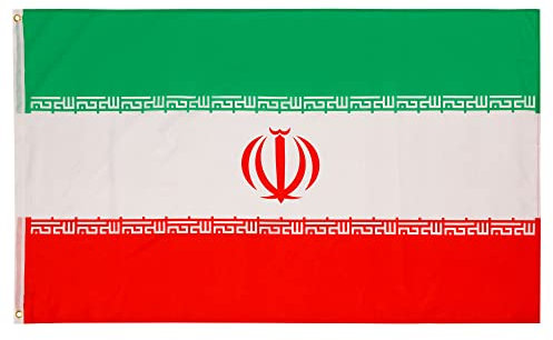 PHENO FLAGS Bandiera Iran 90x150cm – iraniana – resistente alle intemperie con occhielli in ottone - 100% poliestere - cuciture doppie robuste e colori vivaci – ideale per gli amanti delle bandiere