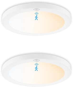 LED Deckenleuchte mit Bewegungsmelder,18W 1800LM Deckenlampe Bewegungssensor Innen,3000K/4000K/6500K LED Deckenleuchte Dimmbar,Rund Modern Deckenlampe für Flur Balkon Keller Treppe Garage,Ø23cm