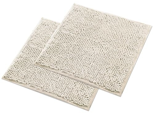 WohnDirect Badematten Set 2 teilig - Creme 45 x 45 cm - rutschfest & Waschbar - Badvorleger, Badezimmerteppich, WC Vorleger