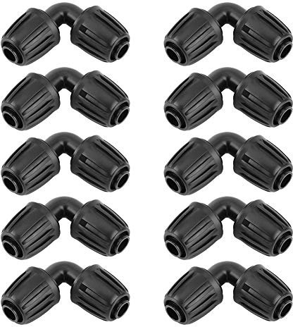 10 Pezzi 16mm Connettori a Gomito per Irrigazione a Goccia, Giunto per Tubo a Gomito Universale 90° Connettori a Gomito Adattatore Accessorio per Irrigazione Agricola