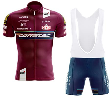 SGCIKER 2023 Herren Corratec Radtrikot Set, Kurzarm Fahrrad bekleidung Lätzchen Kurzsets Gel Pad（5XL